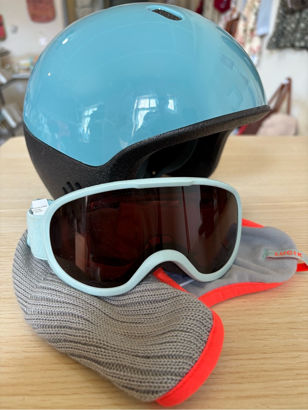 Lugik Kids Light Blue Ski Helmet and Goggles Set